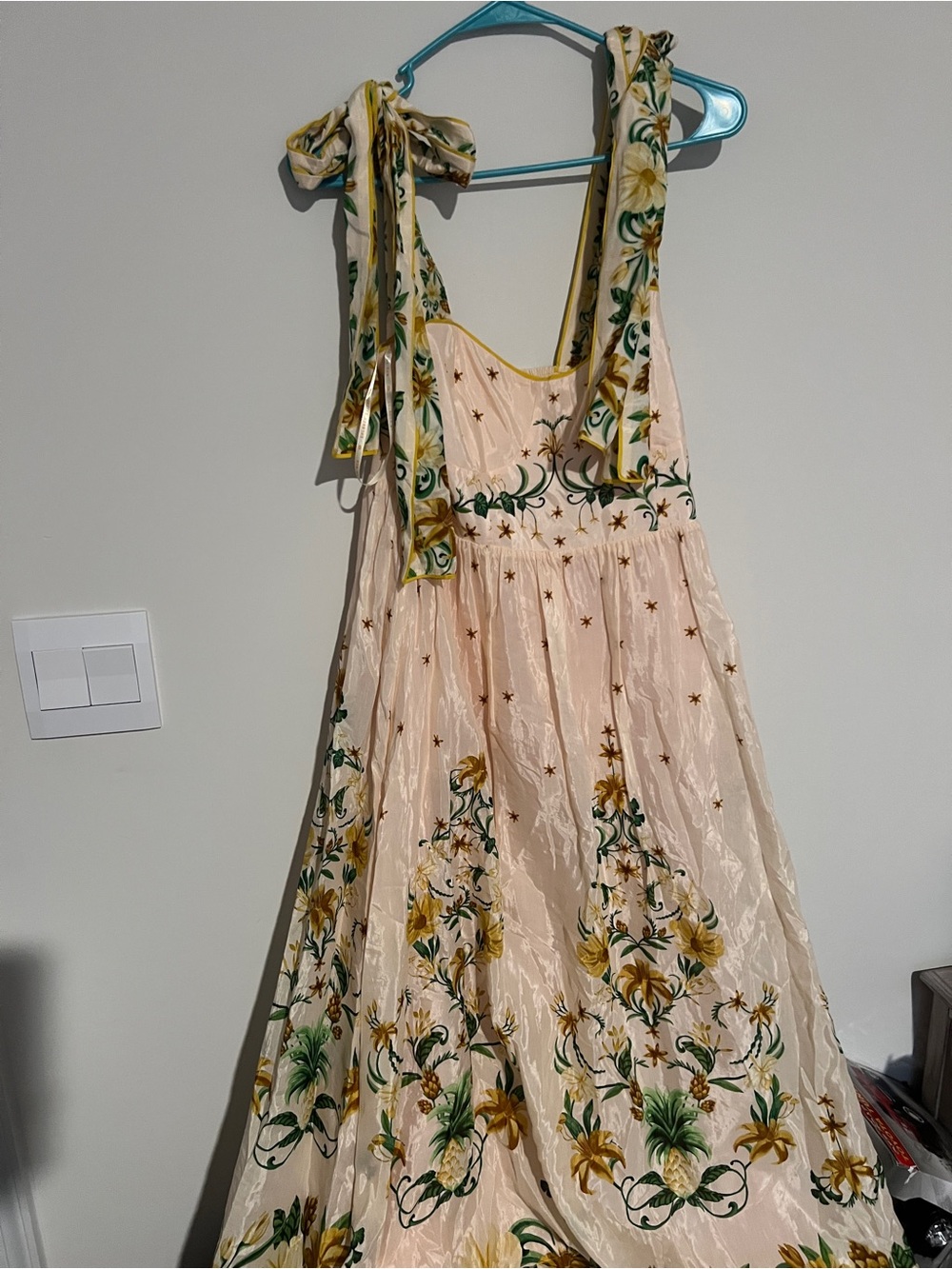 Farm Rio Pink Botanical Beauty Shoulder Bow Midi Dress M - Picture 15 of 16